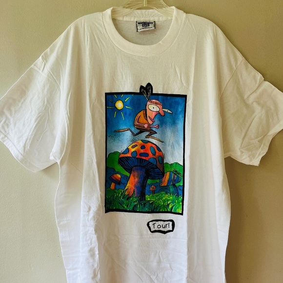 Lee Vintage Sz XL 90s Cotton Mushroom White Crew Neck Tee Shirt NEW Pullover‎ - Picture 7 of 7